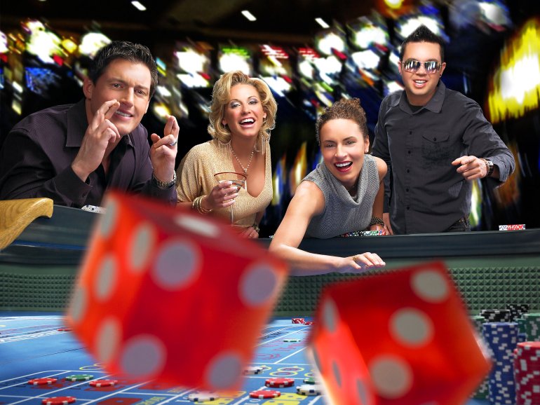 The players try to take control of the mentally roll the dice in craps 