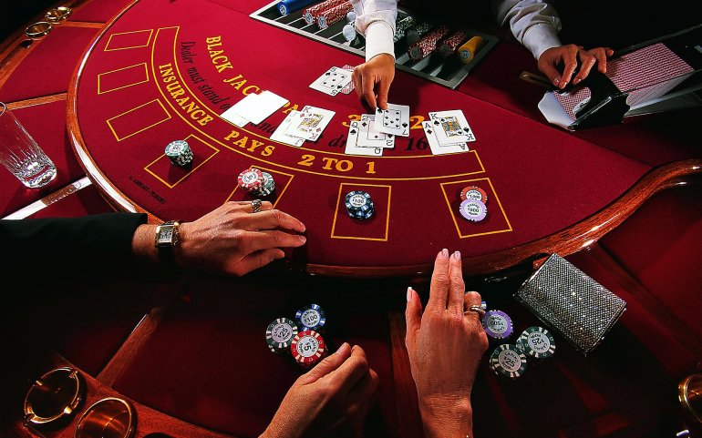 Married couple playing blackjack