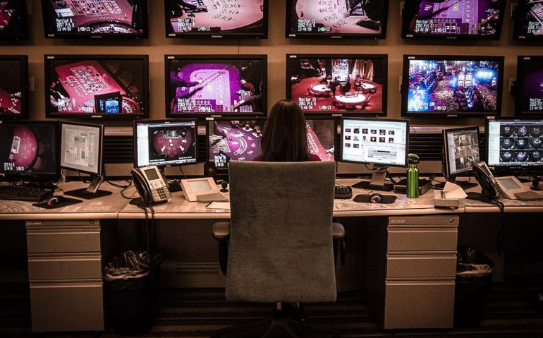 video surveillance office in the casino