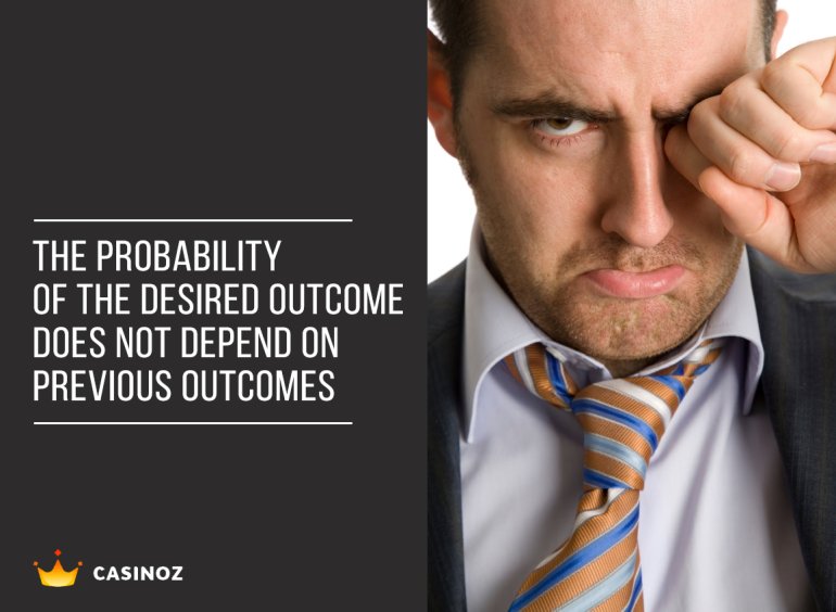 The probability of the desired outcome does not depend on previous outcomes
