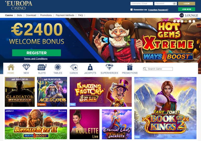 website of EuropaCasino - one of the best gambling clubs