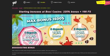 225% + 100 FS for new players on Booi: Booi Online Casino