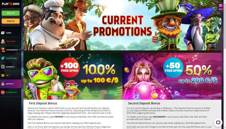 Welcome Bonuses and Free Spins at PlayAmo Casino