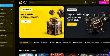 Enhanced bonus on second deposit: up to € 150 + 75 FS at R7 Casino: R7 official website