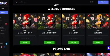 Welcome pack up to 5 BTC / € 4000 + 150 FS at Mirax Casino: Mirax Casino