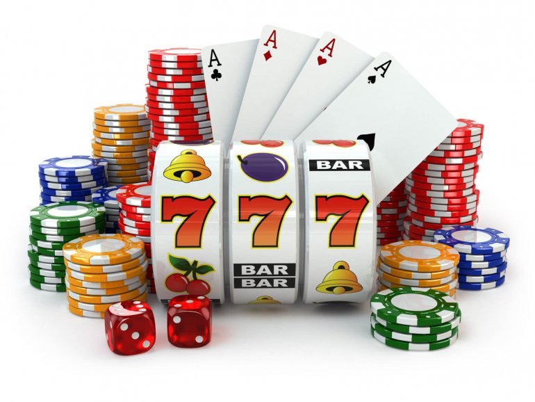 video slot and casino chips