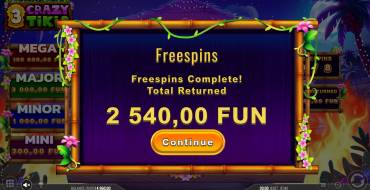 3 Crazy Tikis: Winnings