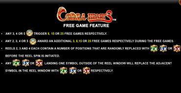 Cobra Hearts: Free spins and/or respins