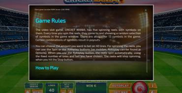 Cricket Mania: Rules
