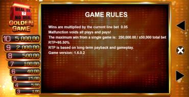 Deal or No Deal: Golden Game: Rules