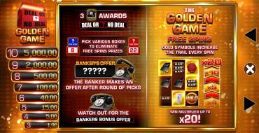 Deal or No Deal: Golden Game: Free spins and/or respins