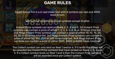 Egypt Bonus Pot: Rules