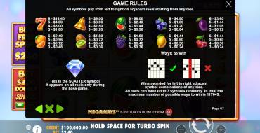 Extra Juicy Megaways: Payout table