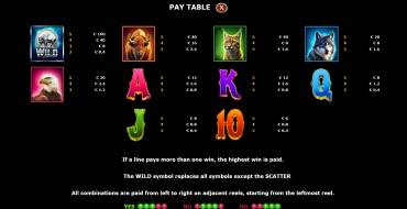 Grand Bison: Payout table