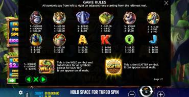 Jumbo Safari: Payout table