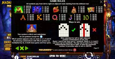Madame Destiny Megaways: Payout table