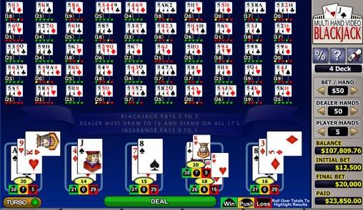 Multi-hand Video Blackjack online