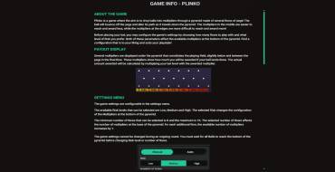 Plinko: Payout table