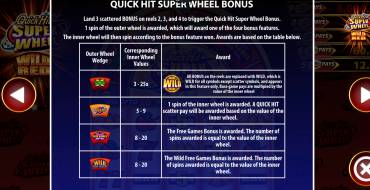 Quick Hit Super Wheel Wild Red: Bonus games