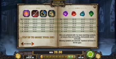 Rich Wilde and the Tome of Madness: Payout table