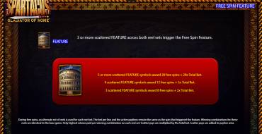 Spartacus Gladiator of Rome: Free spins and/or respins