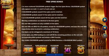 Spartacus Super Colossal Reels: Free spins and/or respins