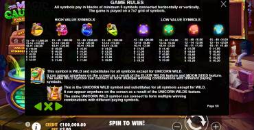 The Magic Cauldron: Paytable