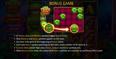 Tiger Gems: Hold and Win: Bonus games
