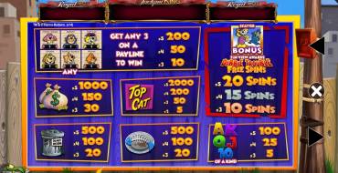 Top Cat Most Wanted Jackpot King: Payout table