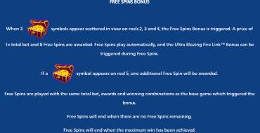 Ultra Blazing Fire Link: Free spins and/or respins