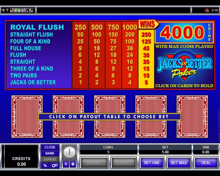 Video-poker Jacks or better